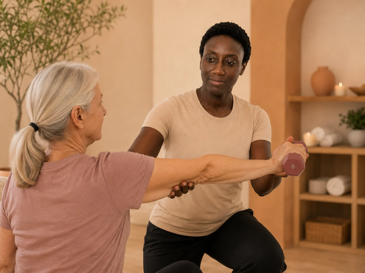 Eva accompagne une personne lors d'une séance Sport Santé